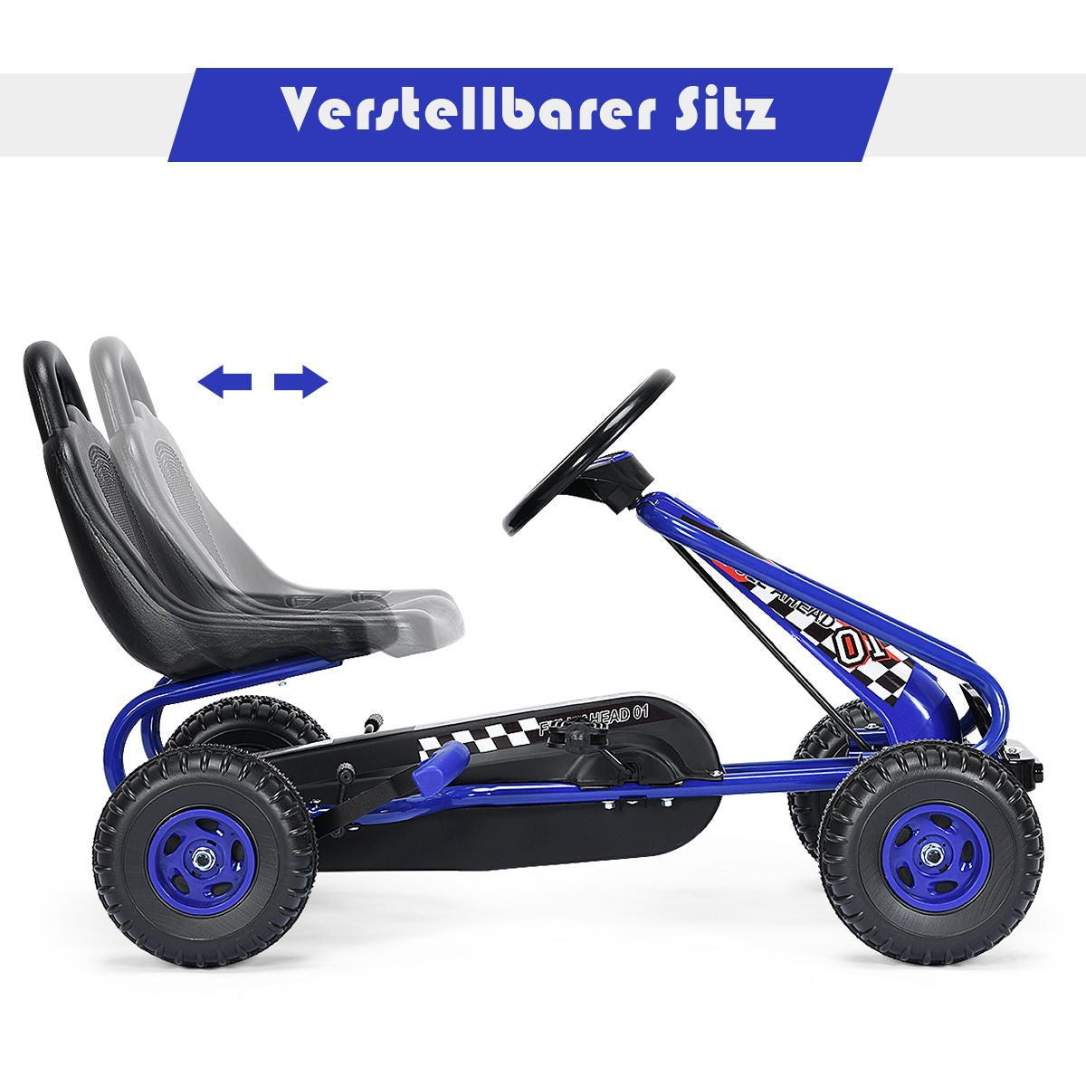 Gokart Mit Verstellbarem Sitz & Handbremse Tretauto Bis 30Kg Belastbar Pedal Go Cart