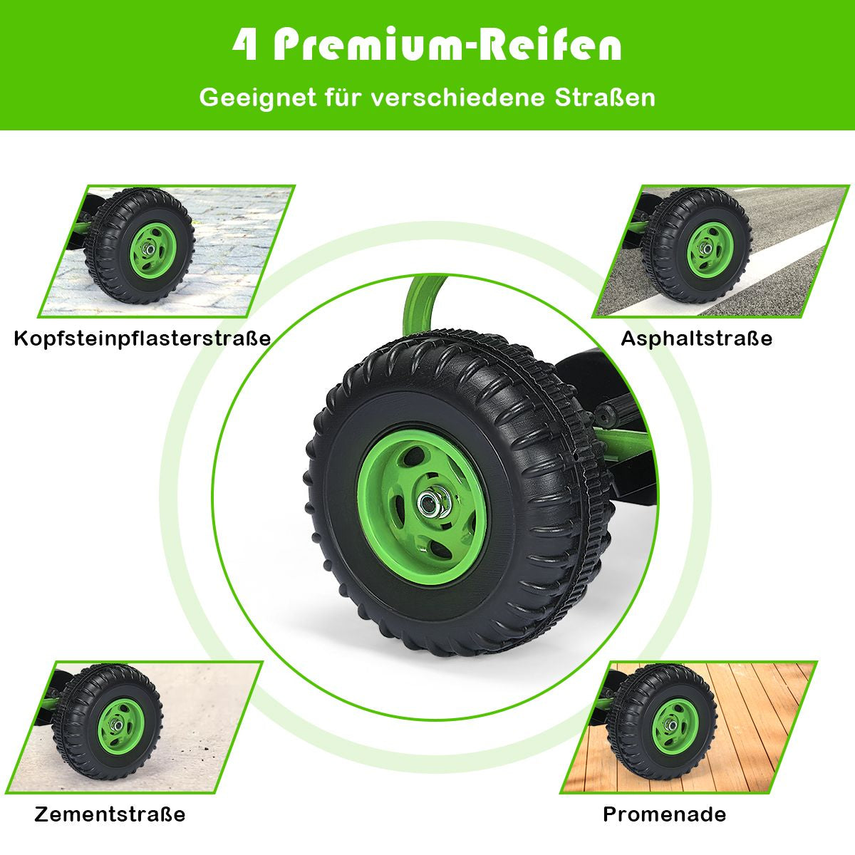 Gokart Mit Verstellbarem Sitz & Handbremse Tretauto Bis 30Kg Belastbar Pedal Go Cart