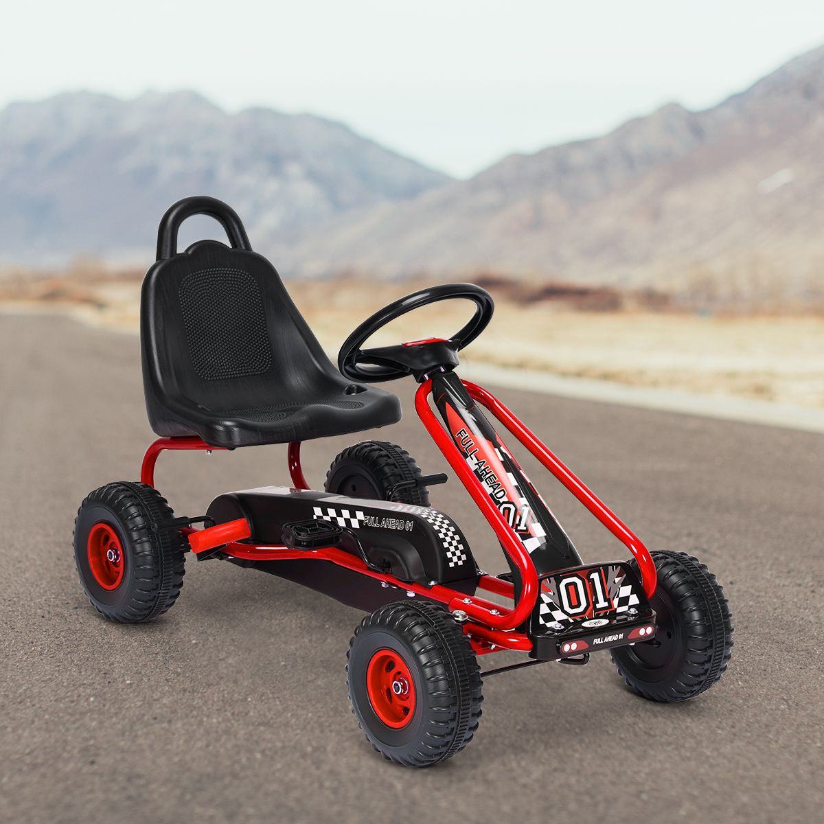 Gokart Mit Verstellbarem Sitz & Handbremse Tretauto Bis 30Kg Belastbar Pedal Go Cart