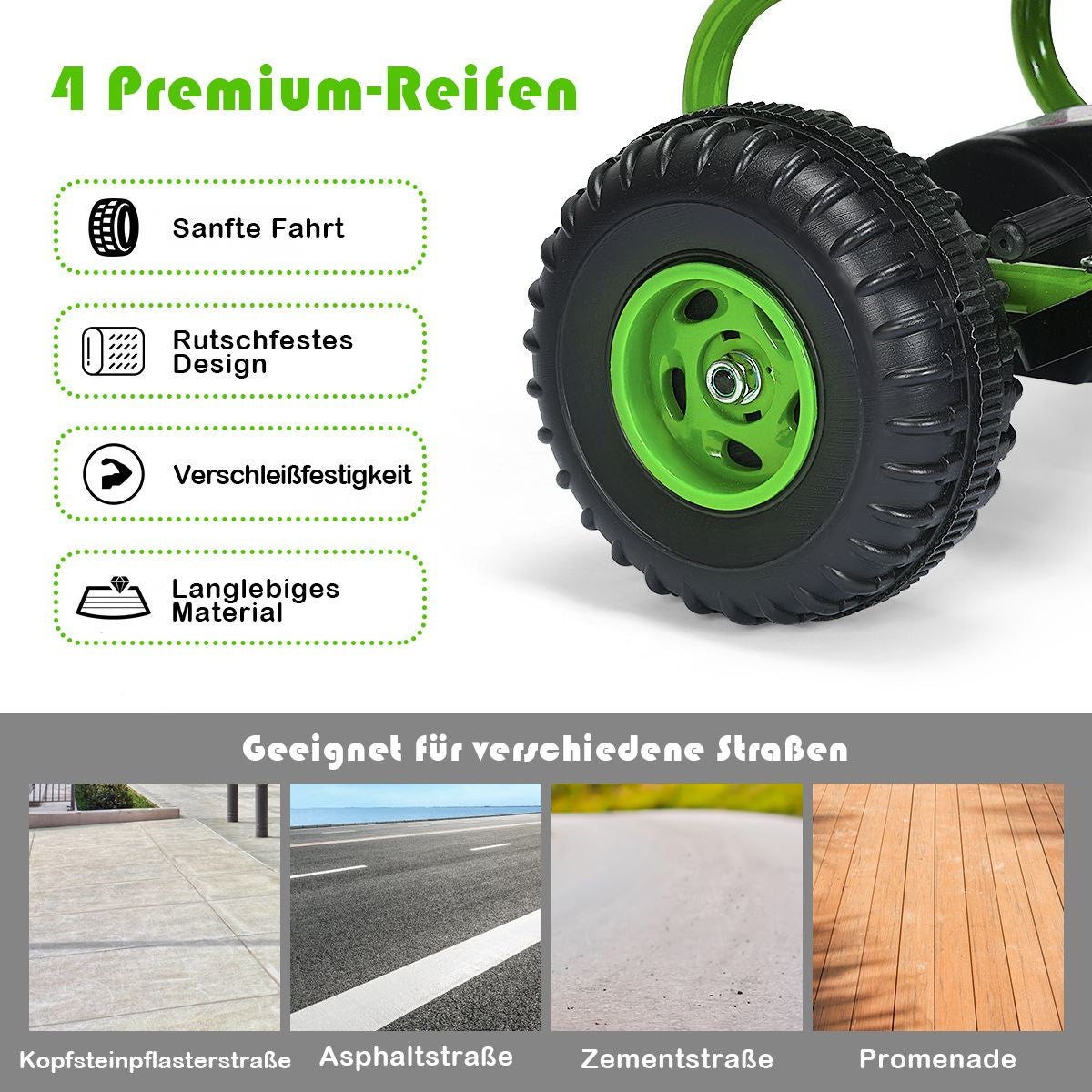 Gokart Mit Verstellbarem Sitz & Handbremse Tretauto Bis 30Kg Belastbar Pedal Go Cart